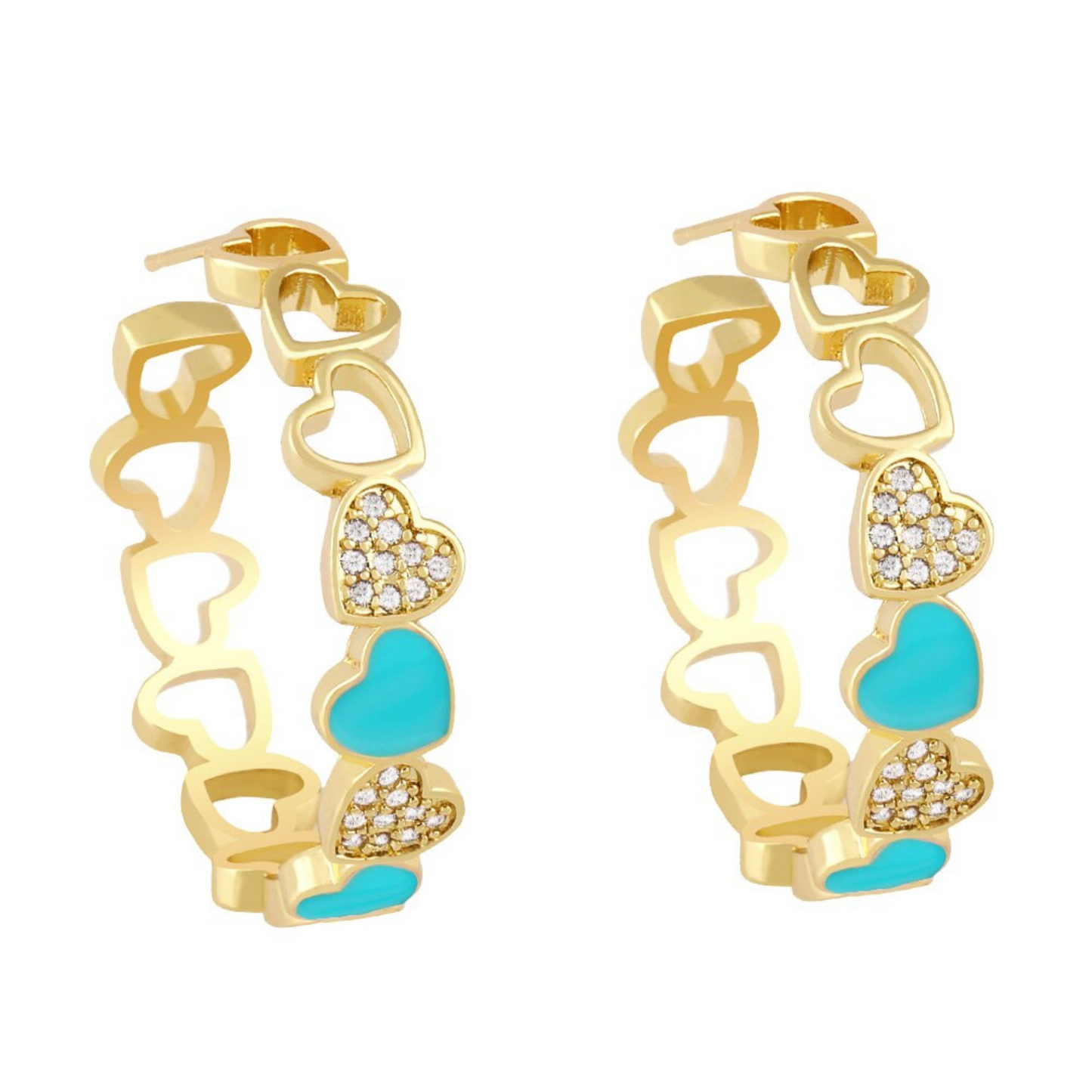 CRYSTAL ENAMEL HOOP EARRINGS