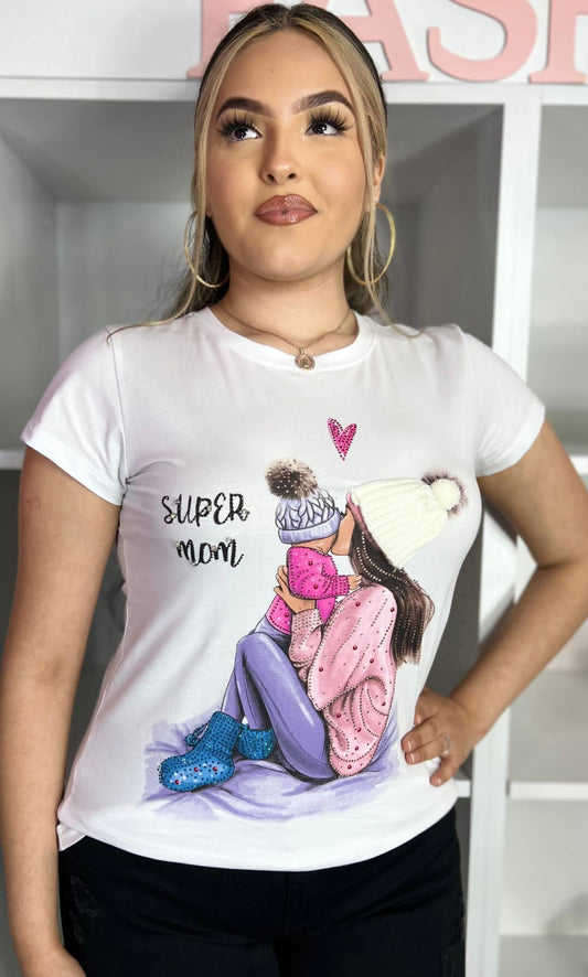 RHINESTONE DETAILING MOM & DAUGHTER TSHIRT