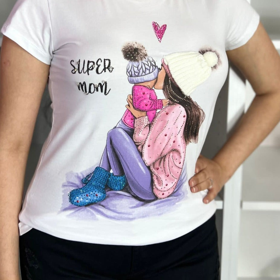 RHINESTONE DETAILING MOM & DAUGHTER TSHIRT