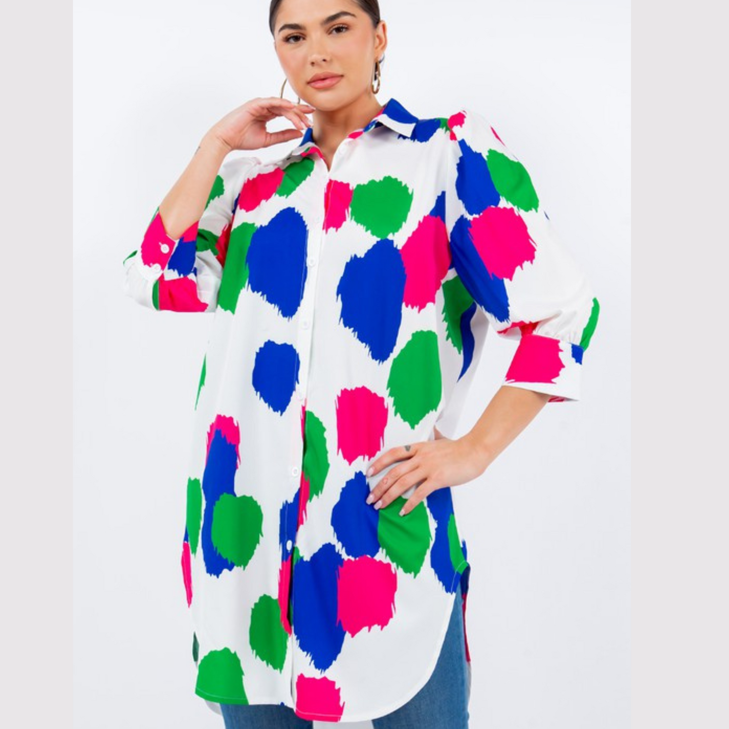 BUTTON DOWN COLORFUL TUNIC