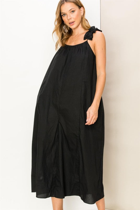 RUFFLE SLEEVELESS OVERSIZED JUMPSUIT