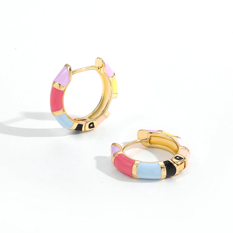 ENAMEL RAINBOW HOOP EARRINGS