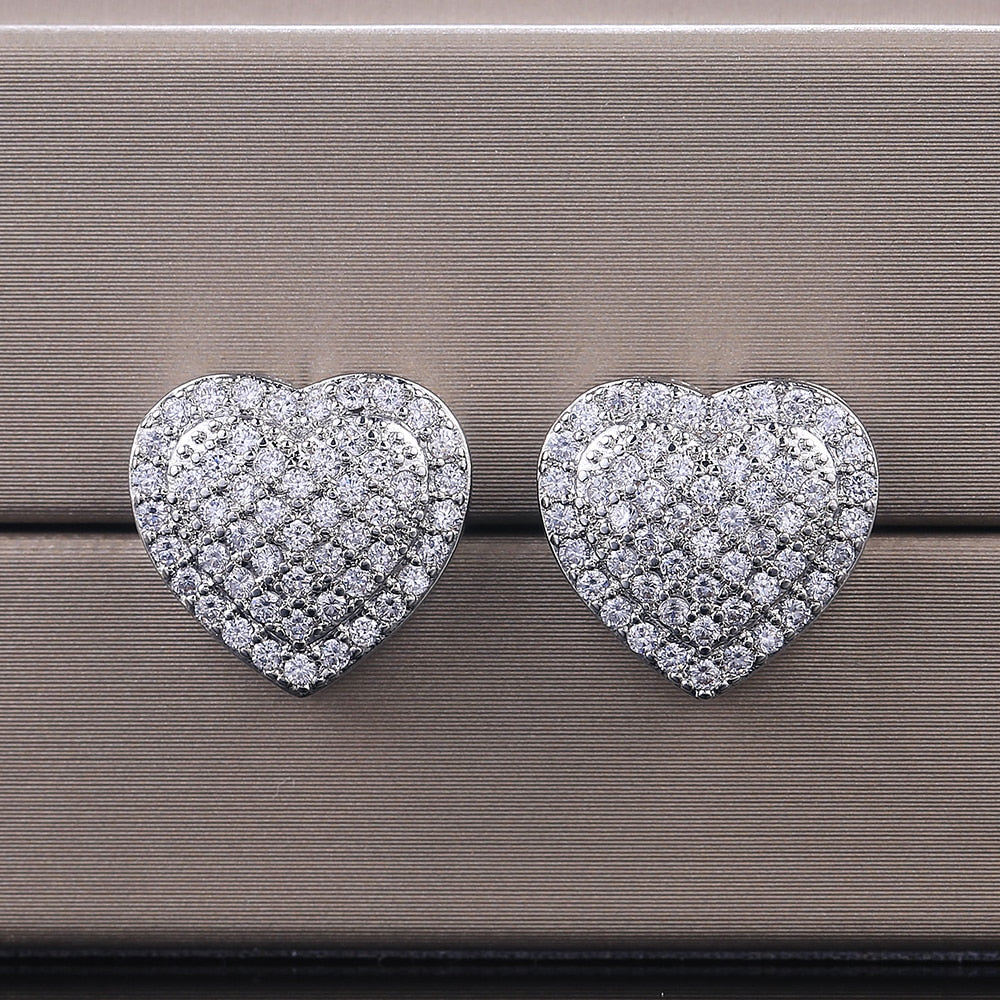 HEART SHAPE CRYSTAL STUD EARRINGS