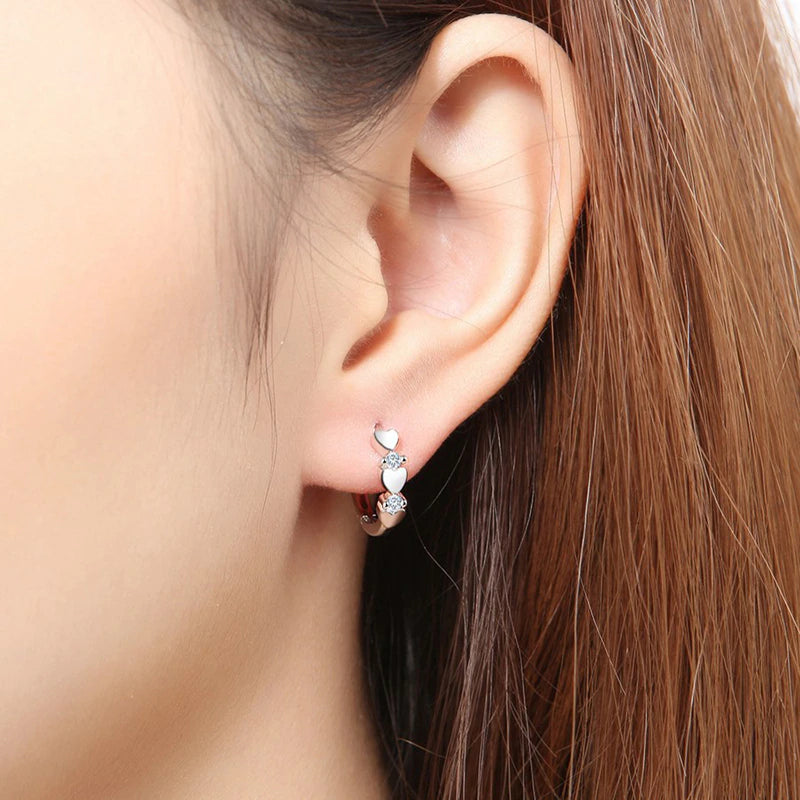 SMALL HEARTS RHINESTONE HOOPS