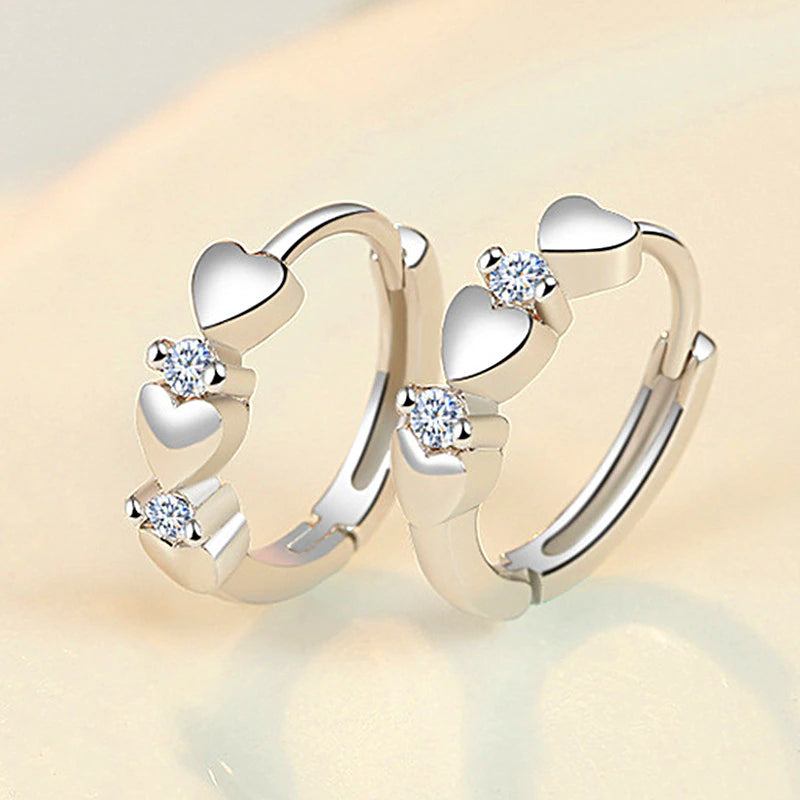 SMALL HEARTS RHINESTONE HOOPS