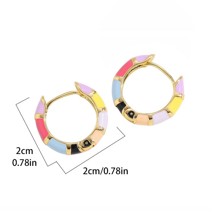 ENAMEL RAINBOW HOOP EARRINGS