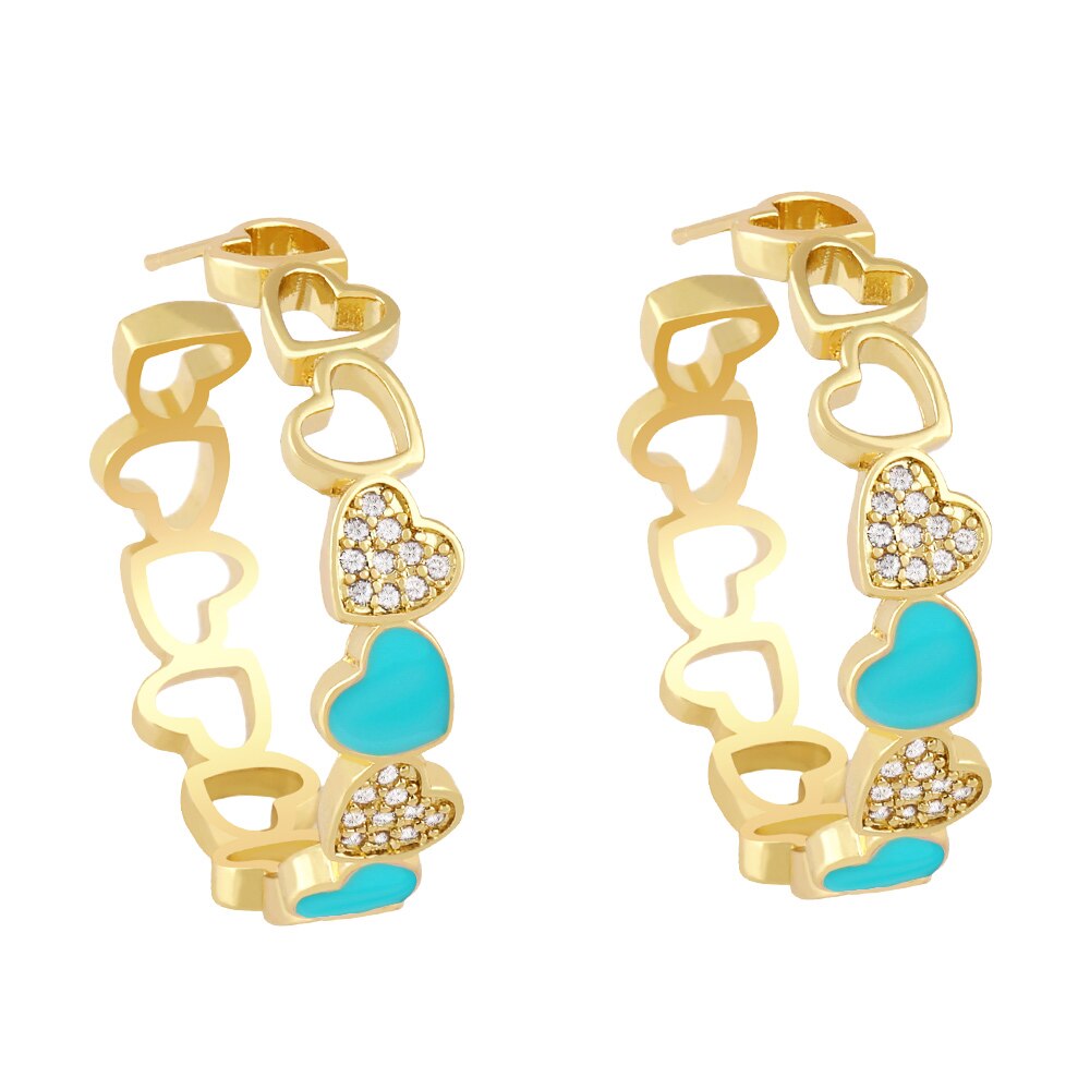 CRYSTAL ENAMEL HOOP EARRINGS