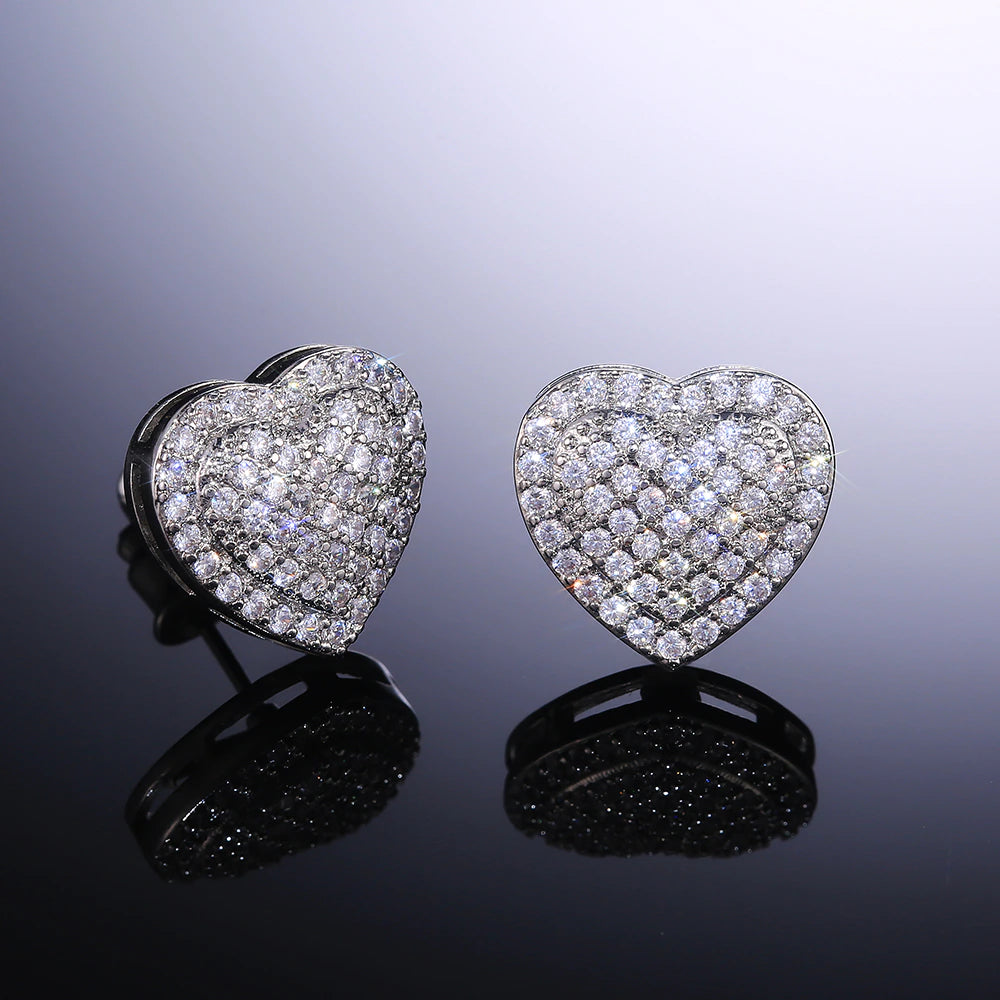 HEART SHAPE CRYSTAL STUD EARRINGS