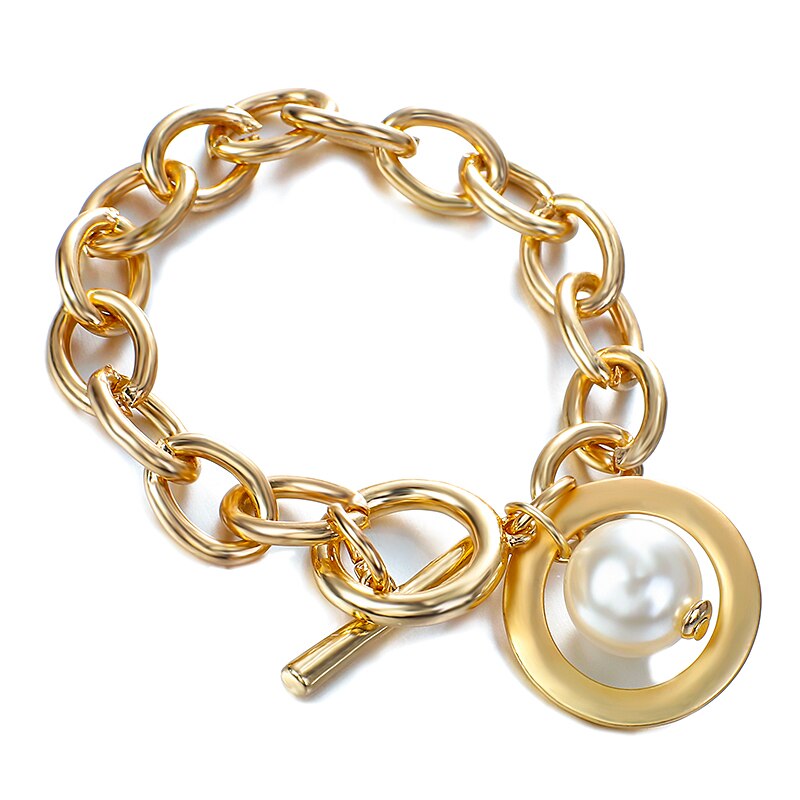 LARGE PEARL LINK BRACELET