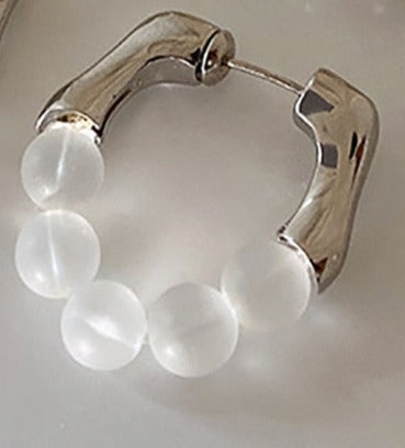 SILVERTONE BEADS METAL HOOPS