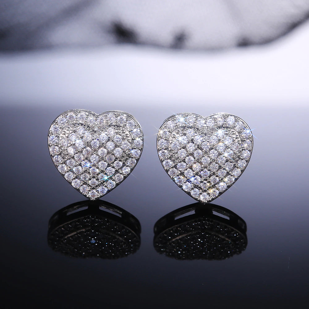 HEART SHAPE CRYSTAL STUD EARRINGS