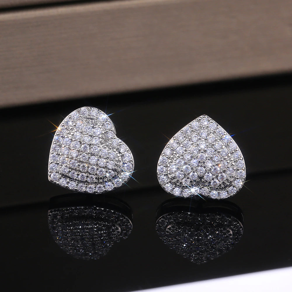 HEART SHAPE CRYSTAL STUD EARRINGS