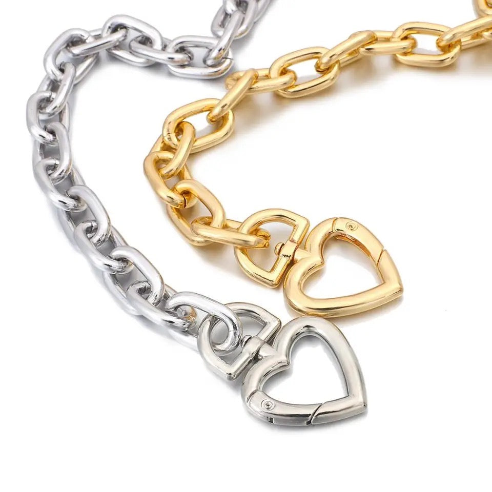 HEART CHOCKER NECKLACE & BRACELET SET