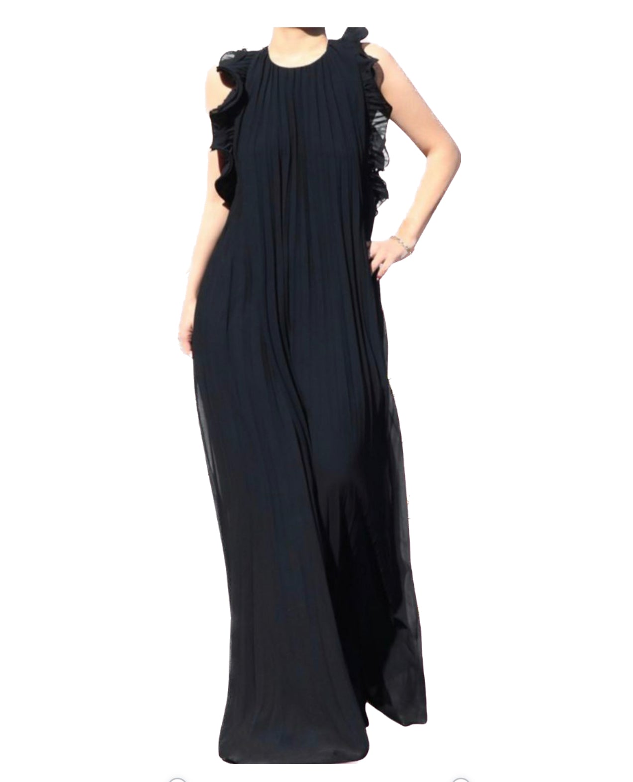 BACKLESS PLEATED MAXI DRESS