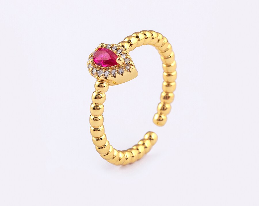 CRYSTAL DROP  ADJUSTABLE OPEN RING