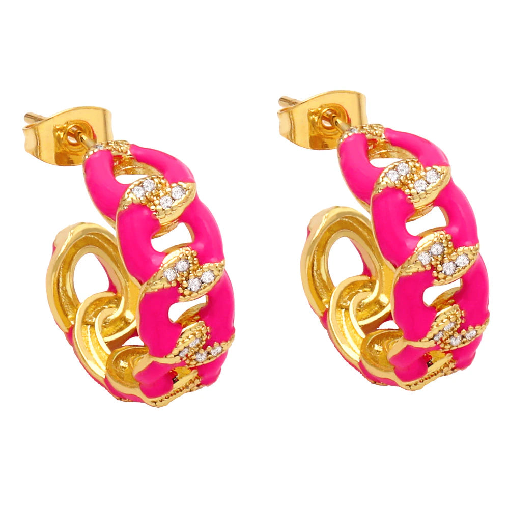 ENAMEL CHAIN LINK EARRINGS