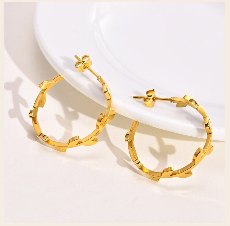 LEAF HOOPS EARRINGS