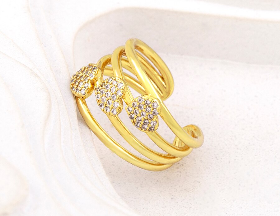 MULTILAYER OPEN HEARTS ADJUSTABLE RING