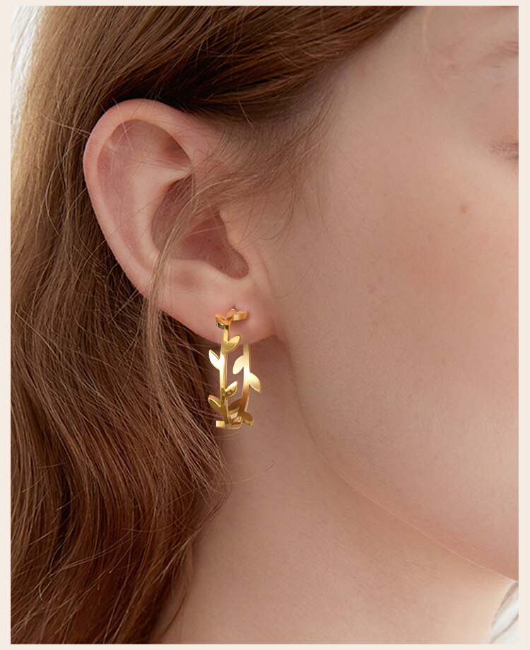 LEAF HOOPS EARRINGS