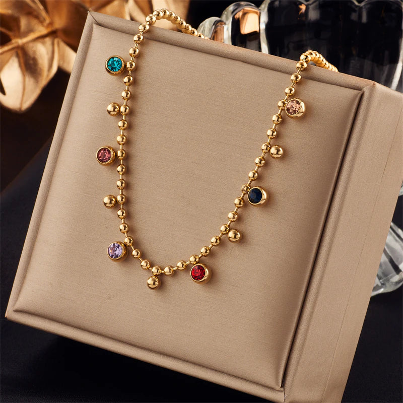 MULTICOLOR CRYSTAL ZIRCON NECKLACE