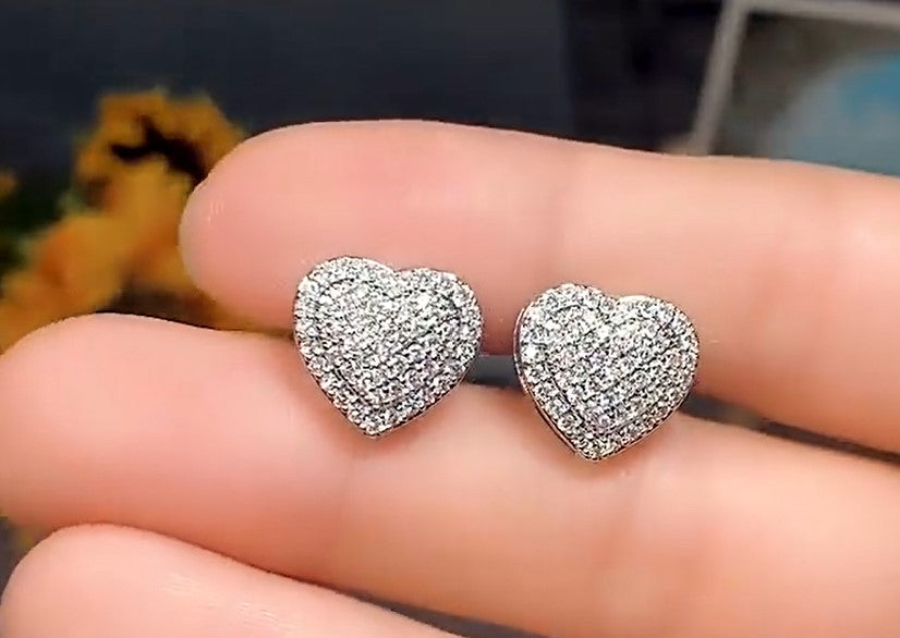 HEART SHAPE CRYSTAL STUD EARRINGS