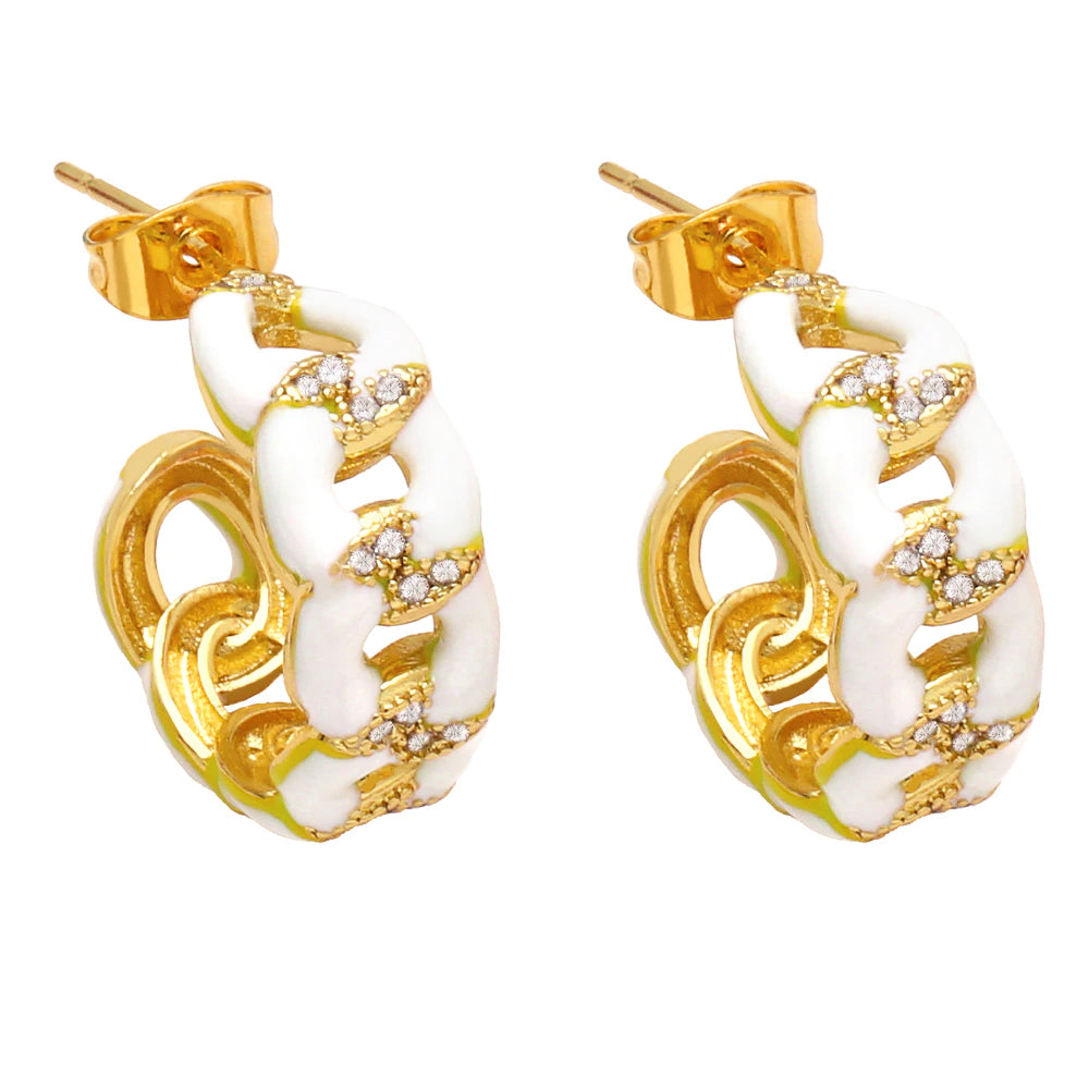 ENAMEL CHAIN LINK EARRINGS