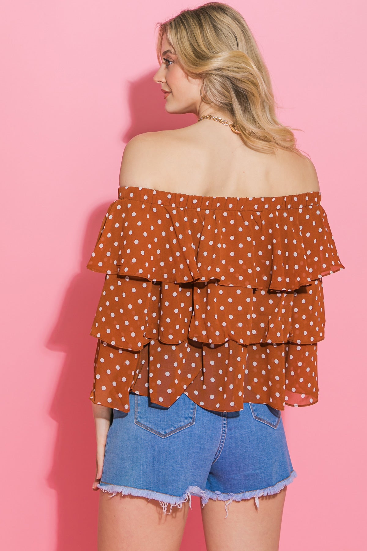 OFF SHOULDER LAYER RUFFLES TOP