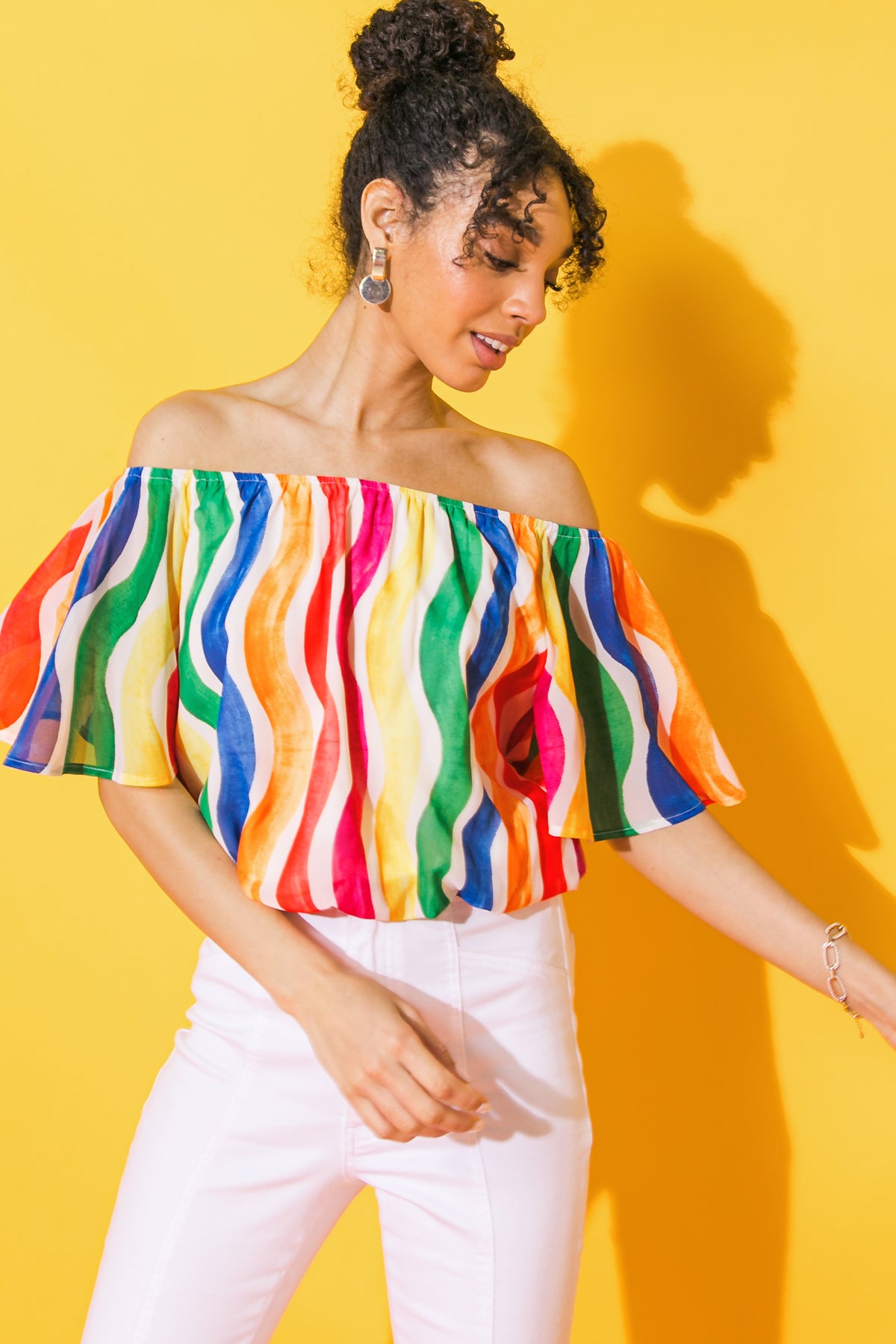 OFF SHOULDER MULTI COLOR TOP