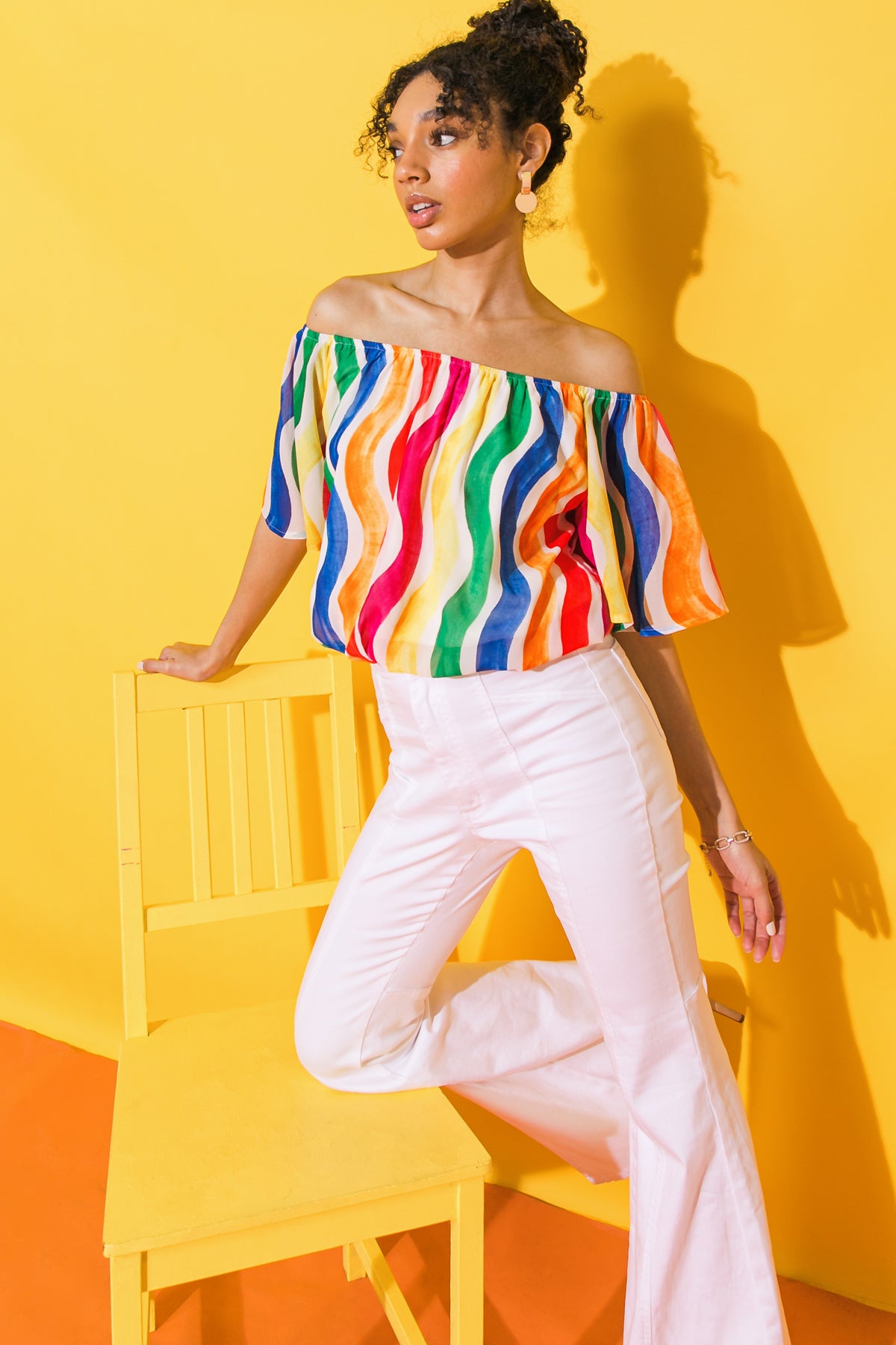 OFF SHOULDER MULTI COLOR TOP