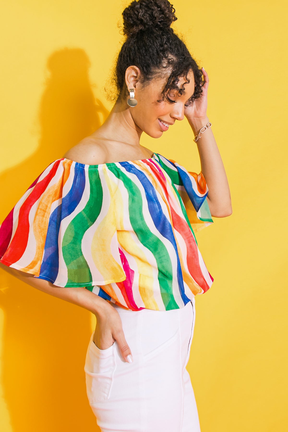 OFF SHOULDER MULTI COLOR TOP